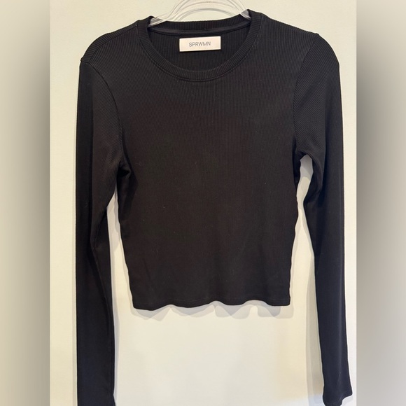 SPRWMN Black Ribbed Long Sleeve Baby Tee Size XL - Picture 3 of 7